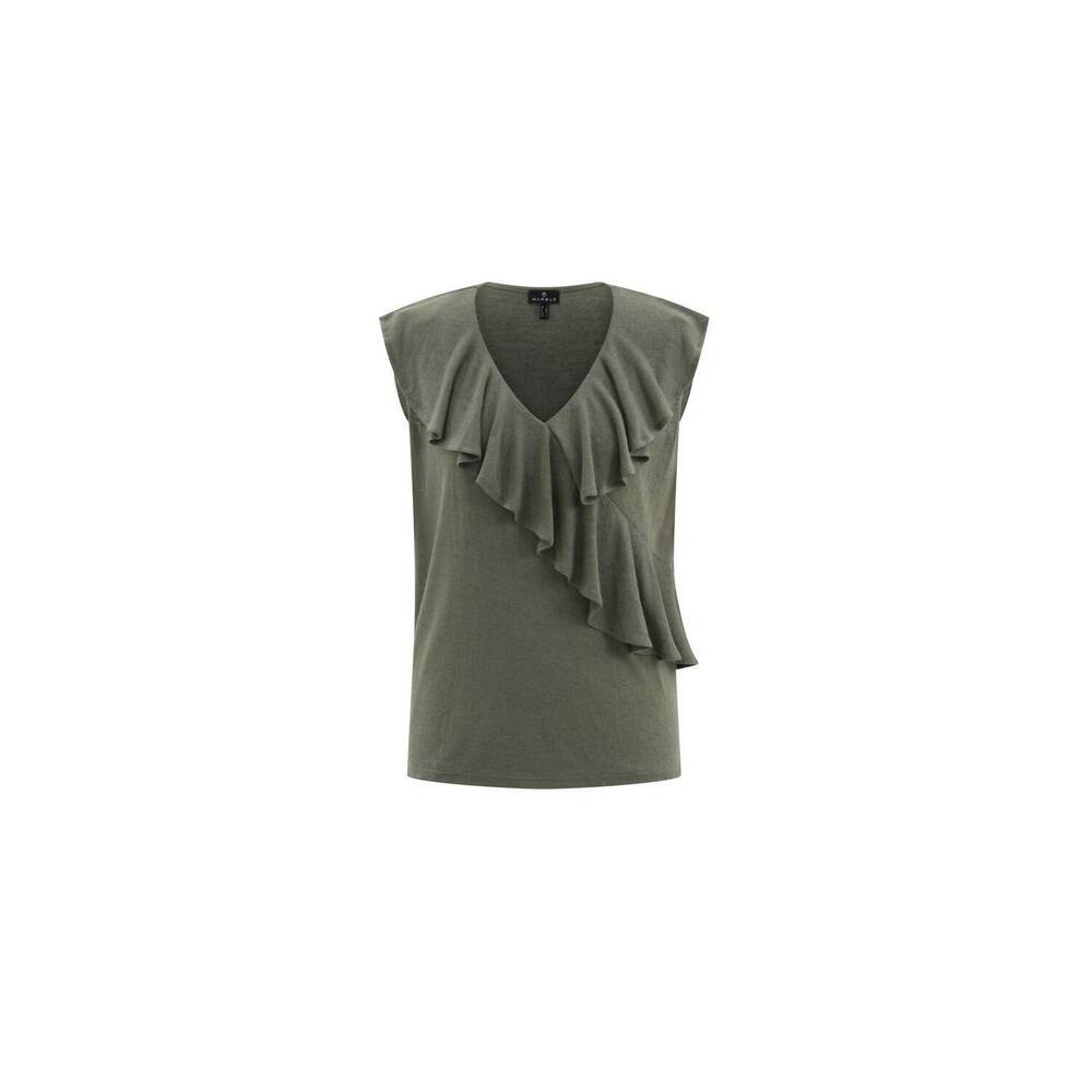 NEW MARBLE women's v-neck ruffle top in khaki